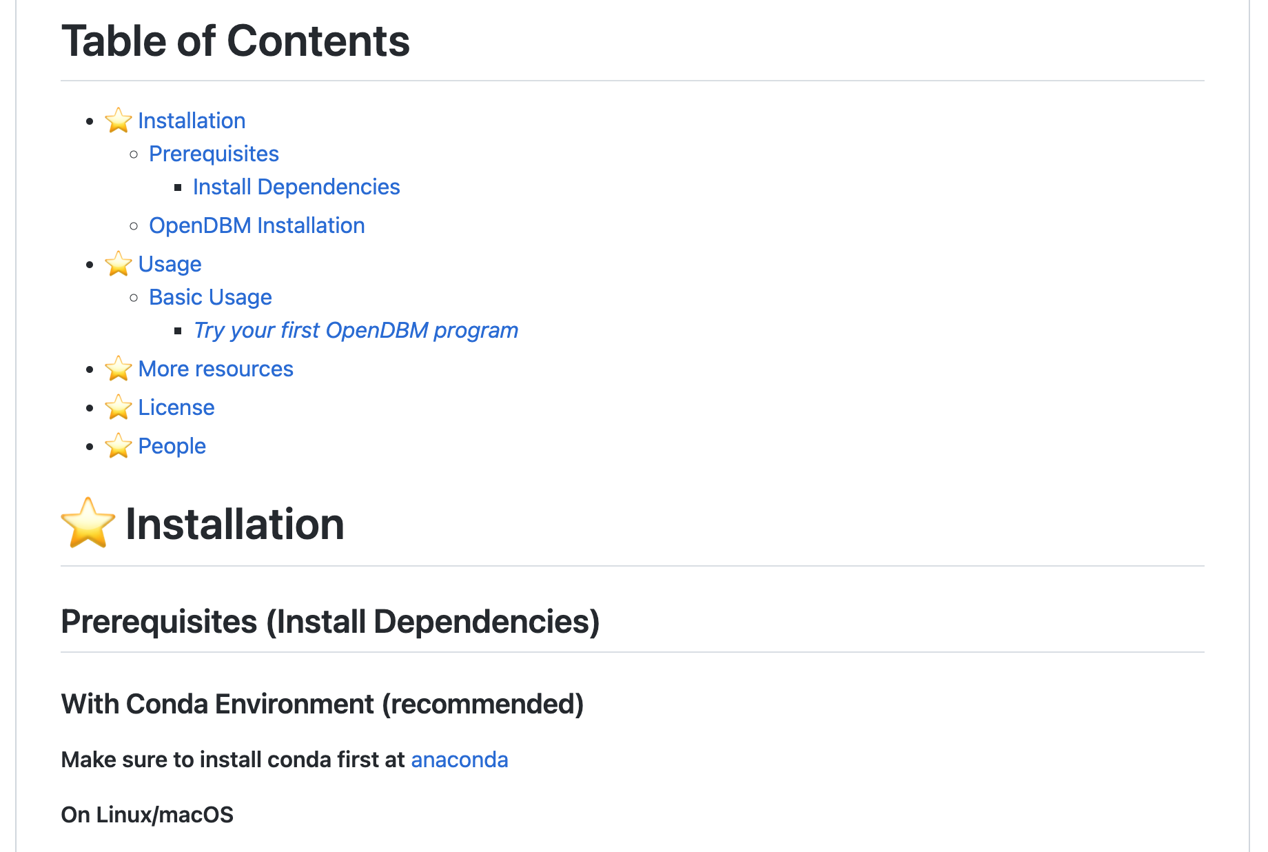 OpenDBM Github Table of Content Generator